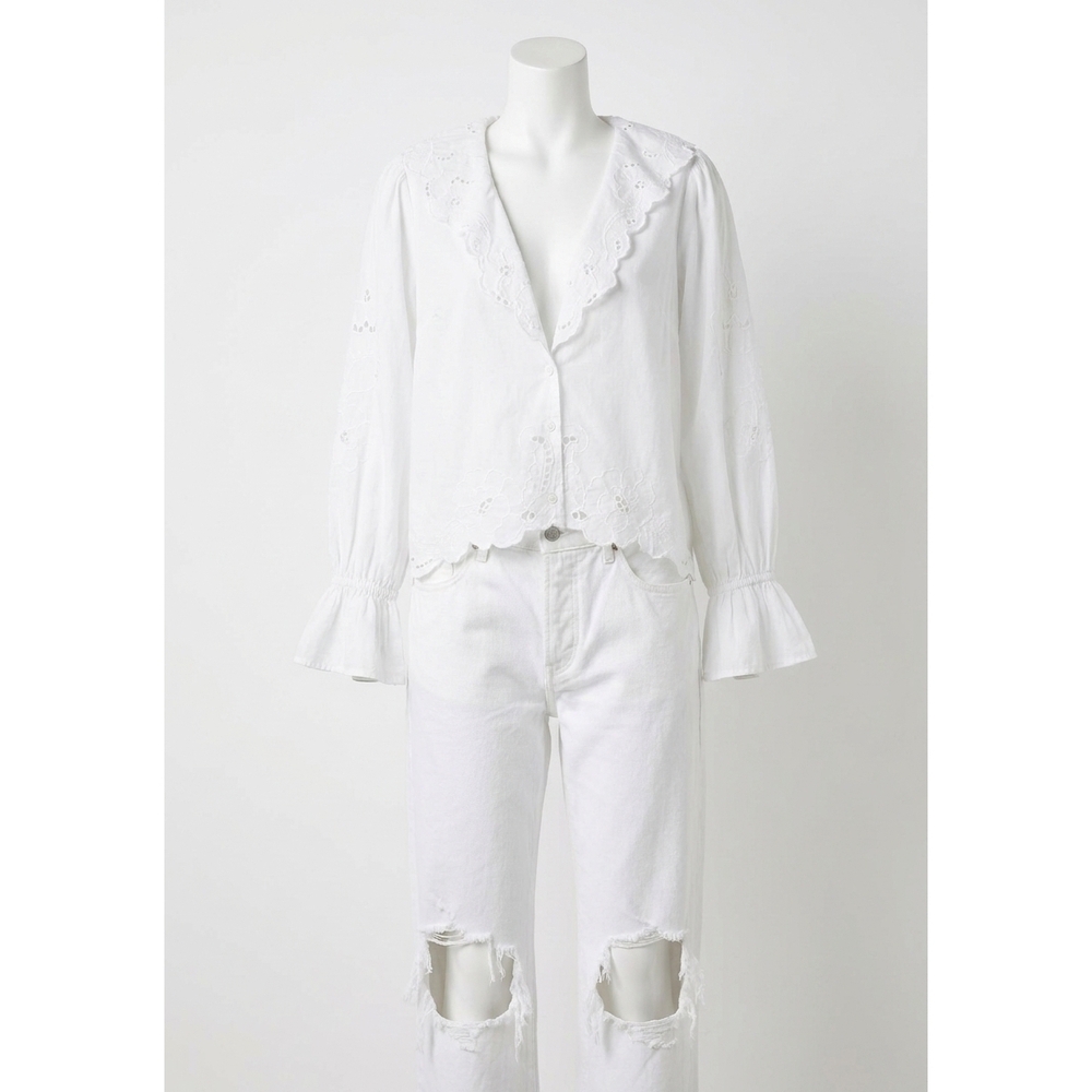 NEW FREE PEOPLE maisie cutwork top in white
